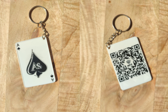 Porte-clés, impresion 3D, QR code, puce NFC intégrée
